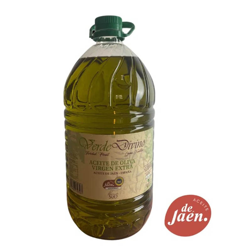 Aceite de Oliva Virgen Extra Picual de 5 litros , Verde Divino (3 garrafas) Aceite de Oliva Virgen Extra PET de 5 litros , Verde Divino